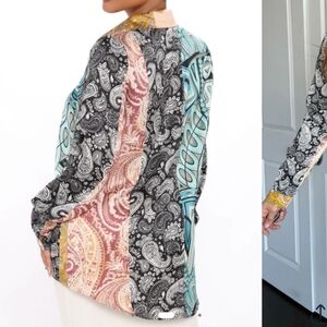 Fashion Nova Women's Paisley Multicolor Paisley Shirt Button Up Shirt